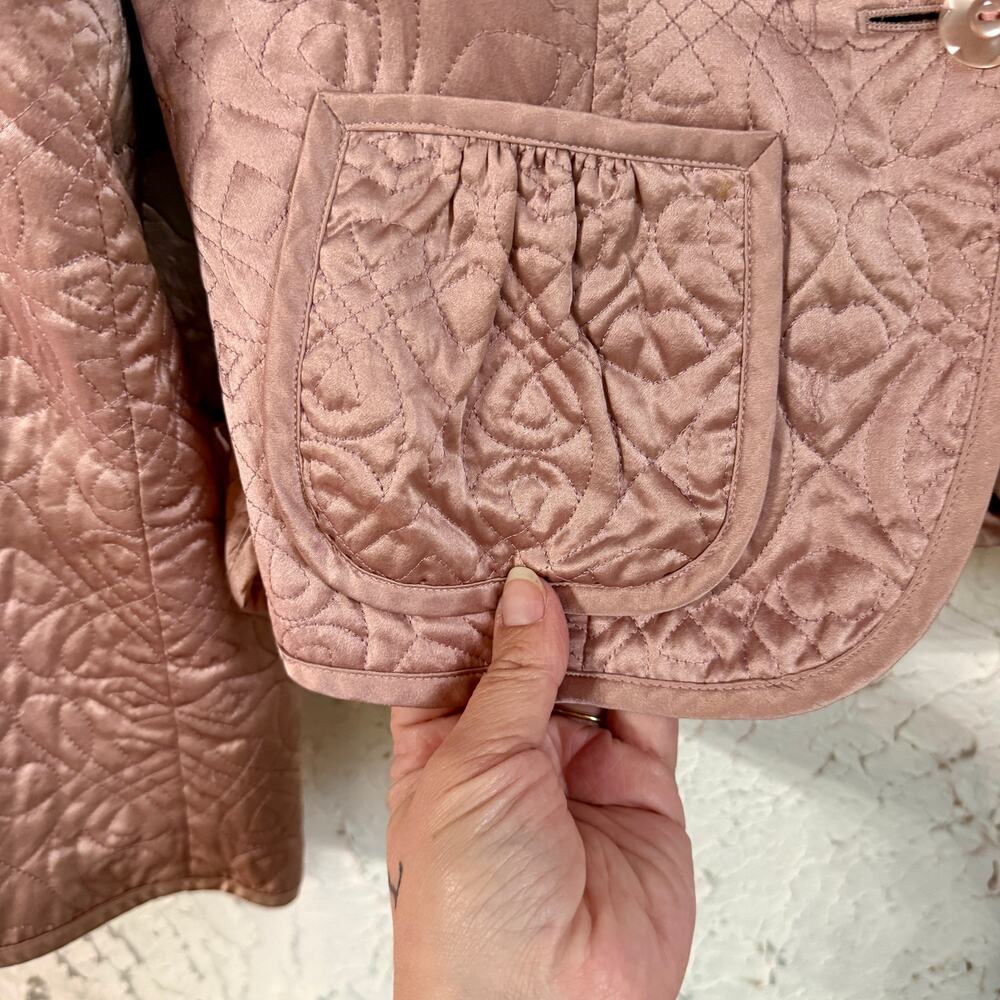Banana Republic Silk Quilted Jacket Womens Small Blush Pink Lightweight Blazer - Picture 6 of 9